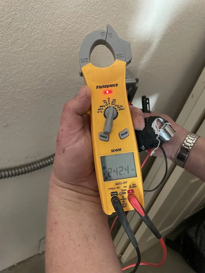 Voltage testing with clamp meter during Hot Tub / Pool Electrical Wiring in River Road